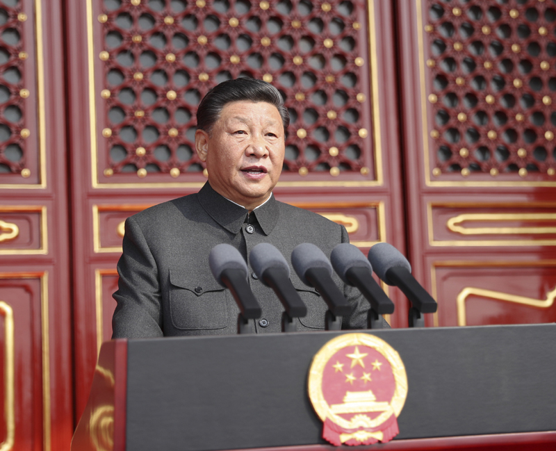 10月1日上午，慶祝中華人民共和國成立70周年大會在北京天安門廣場隆重舉行。中共中央總書記、國家主席、中央軍委主席習(xí)近平發(fā)表重要講話。